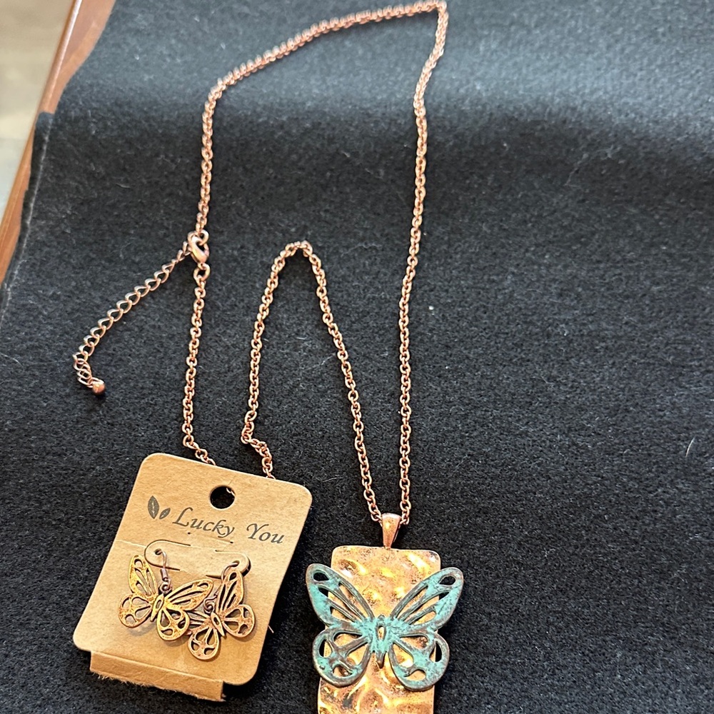 Lucky Brand Copper and Turquoise Butterfly Jewelry Set